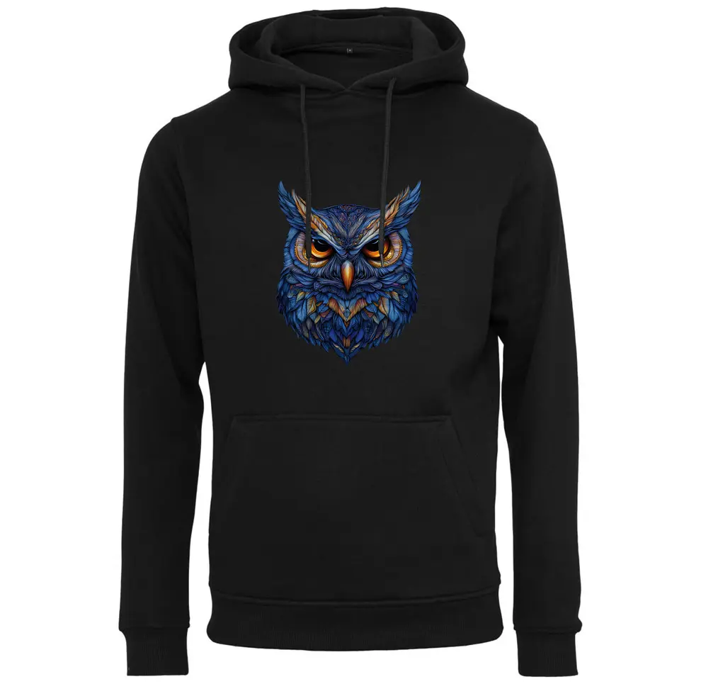 Kapuzenpullover - Blau-Goldene Eule