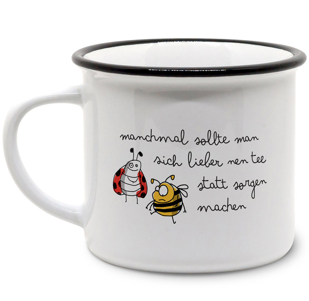 Vintage-Tasse "Pummel & Marie": Manchmal sollte man sich lieber nen Tee statt Sorgen machen