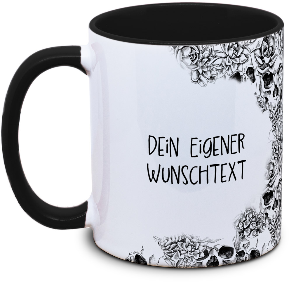 Tasse mit Totenkopf und eigenem Wunschtext