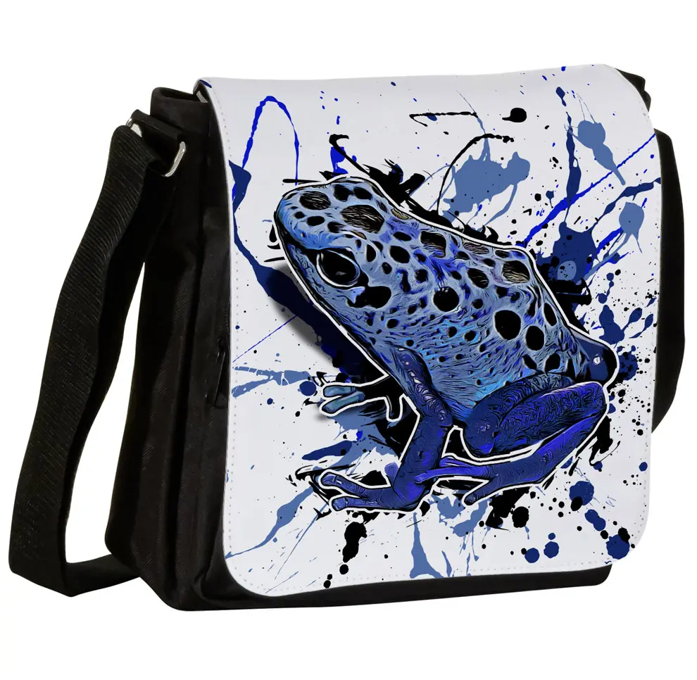 Schultertasche S mit Dendrobates tinctorius azureus - Blauer Pfeilgiftfrosch