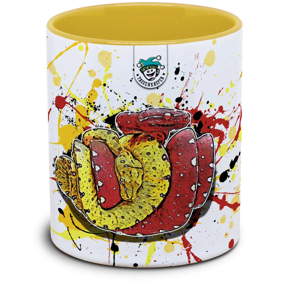 Tasse mit Morelia viridis Grüne Baumpython