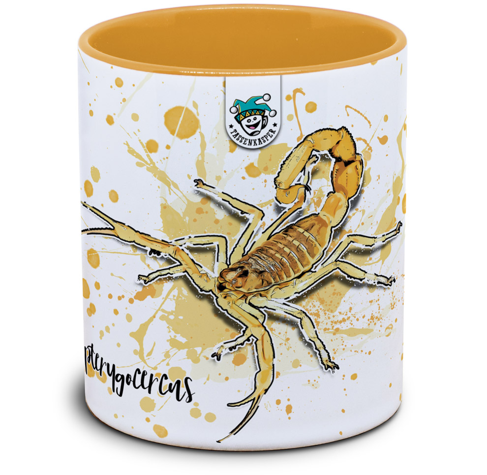 Tasse mit Skorpion Apistobuthus pterygocerus