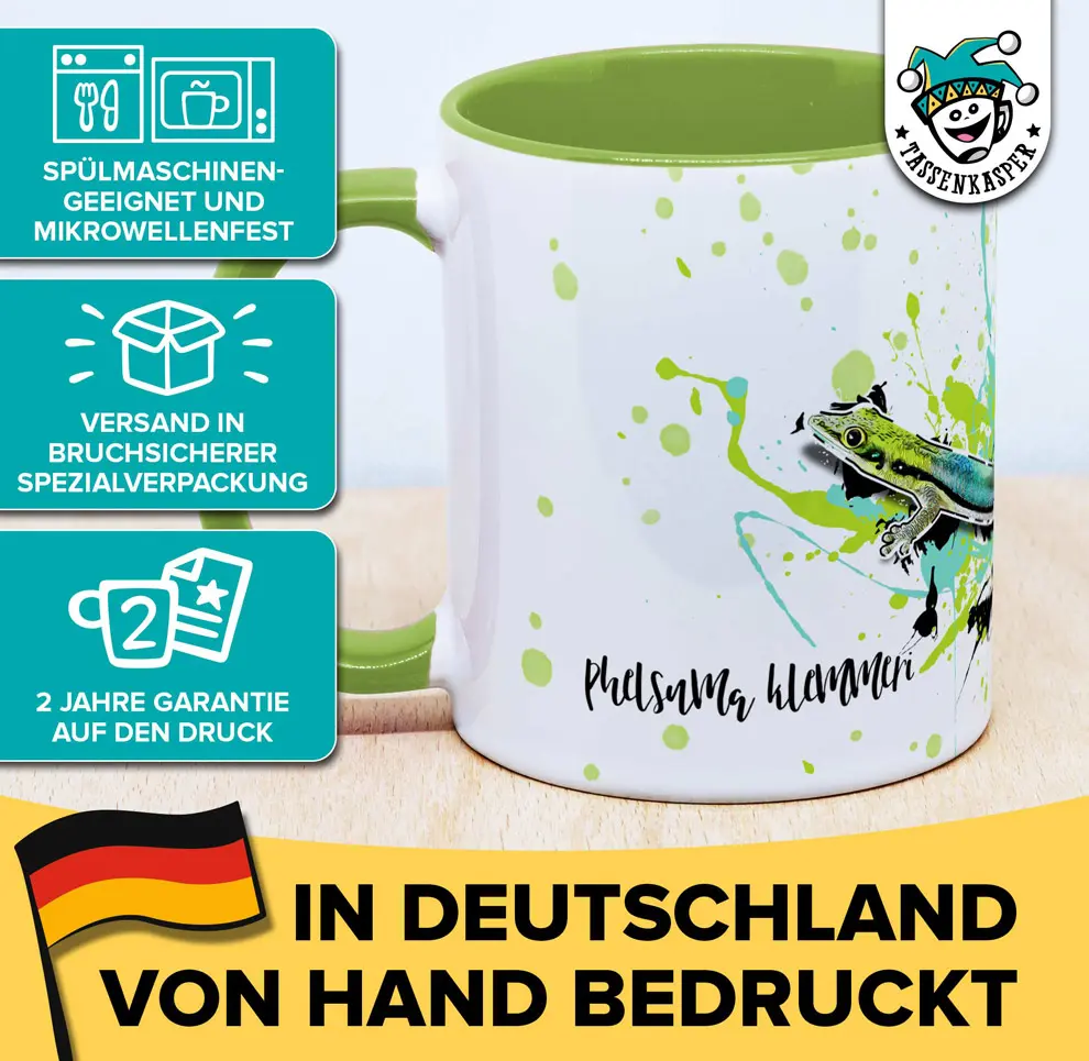 Tasse mit Phelsuma klemmeri blauer Bambus Taggecko mit Produktvorteilen