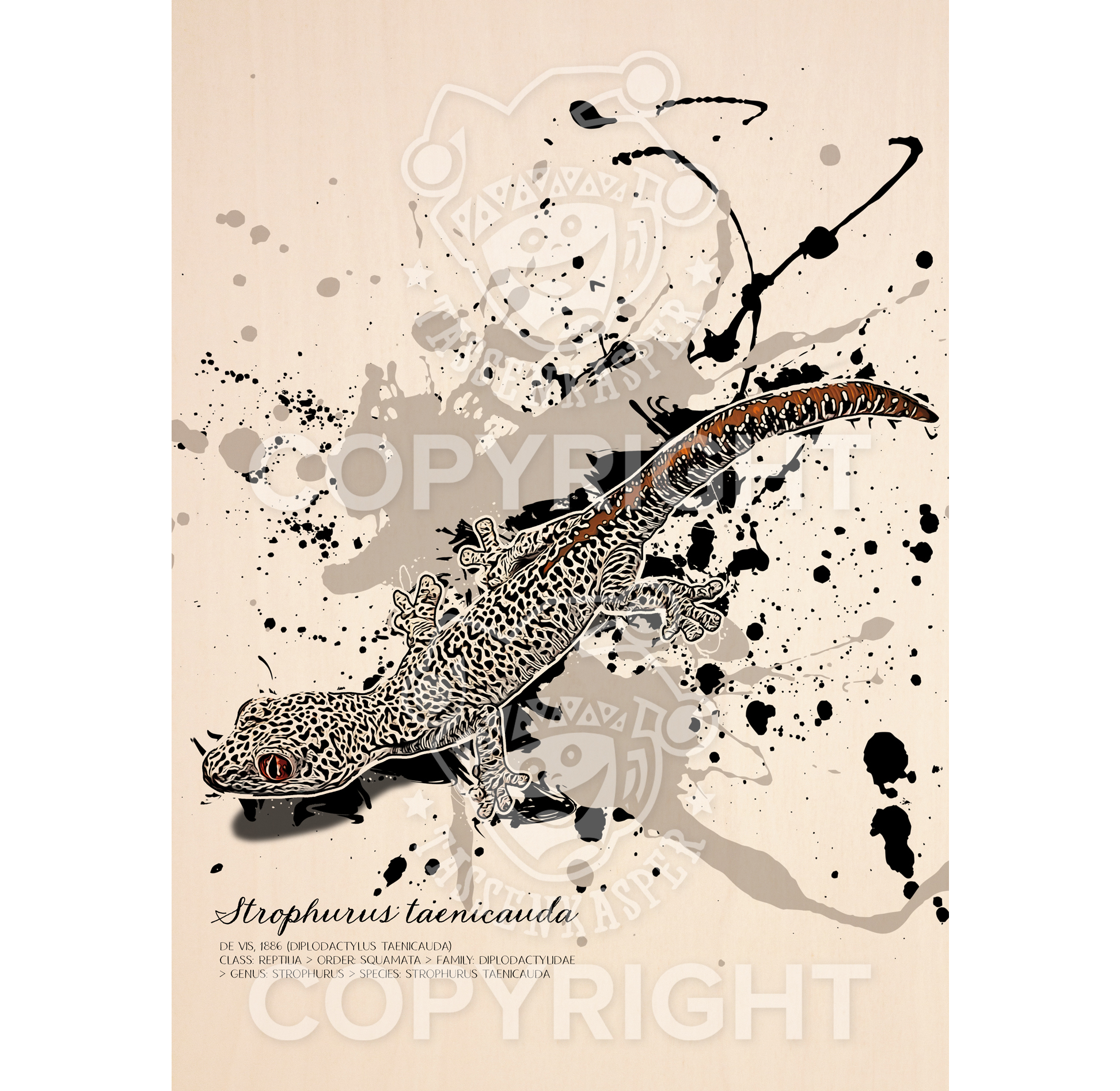 limitiertes Wandbild Strophurus taenicauda (auf Holz gedruckt)