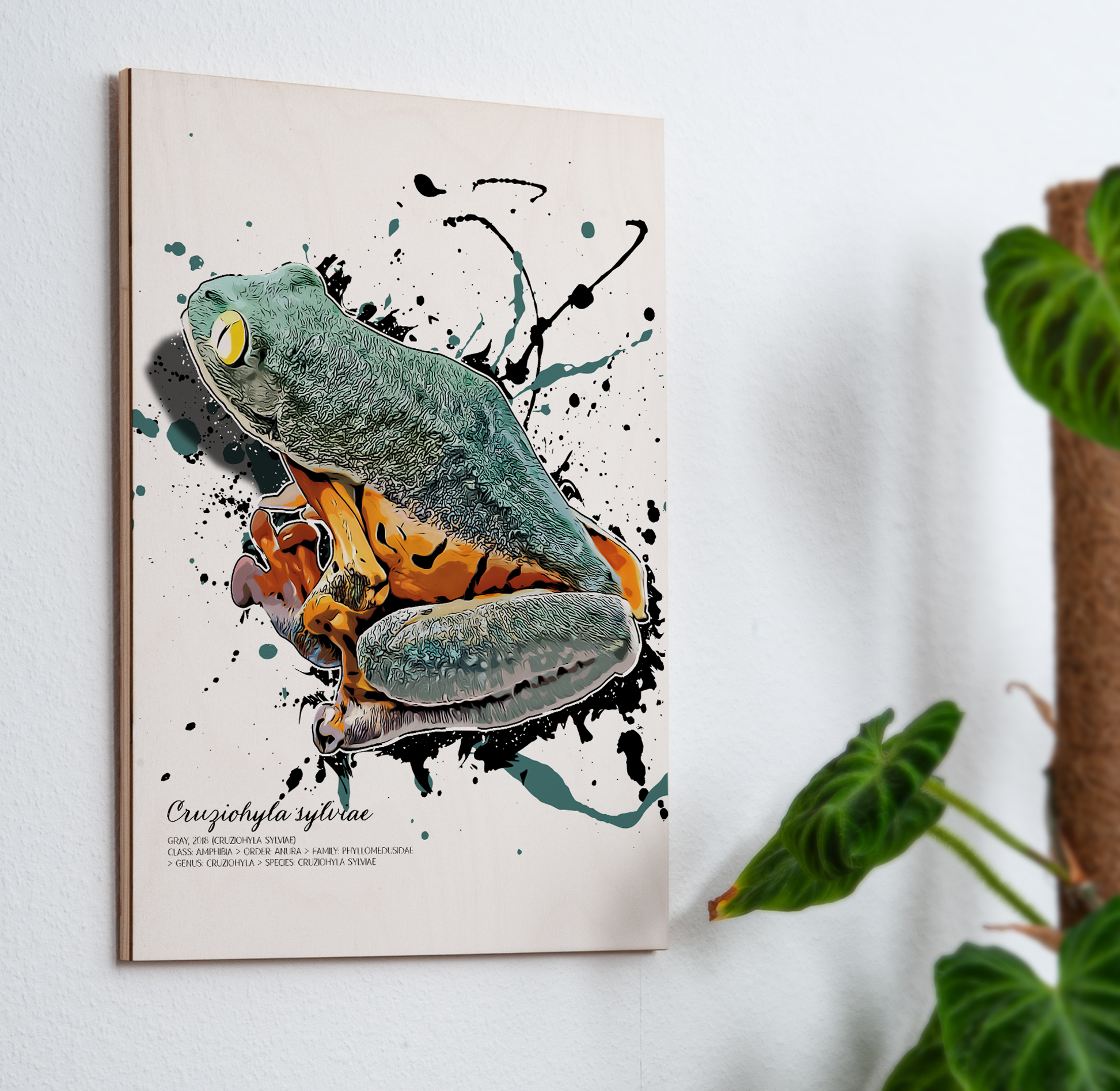 limitiertes Wandbild Cruziohyla sylviae (auf Holz gedruckt)