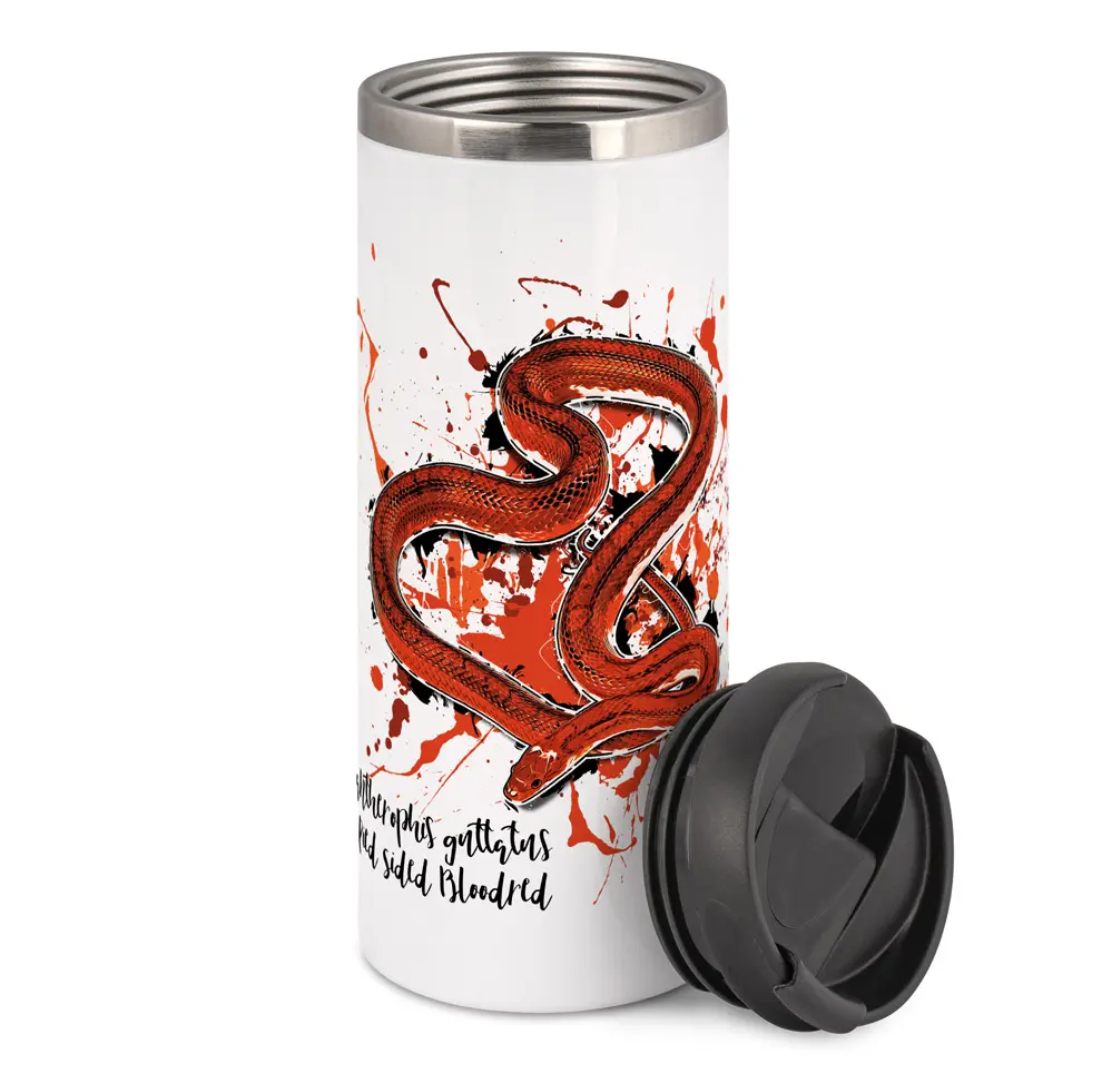 Thermobecher mit Kornnatter Pied Sided Bloodred (Pantherophis guttatus) von Tassenkasper