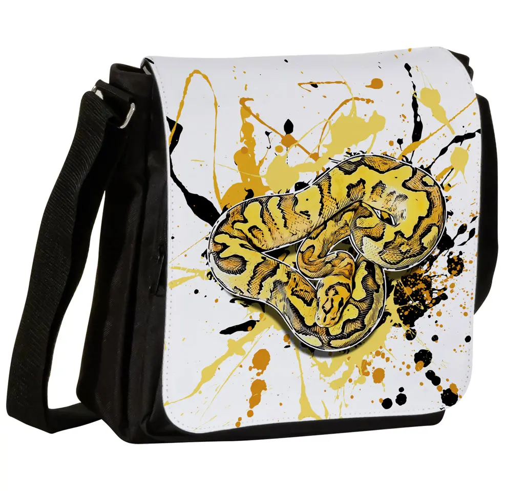 Schultertasche S mit Königspython (Python regius Super Disco Clown)