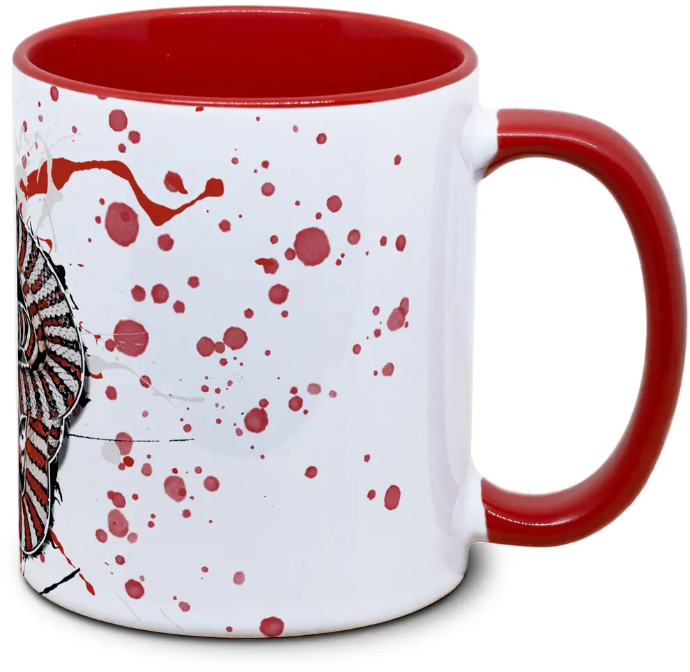 Tasse mit Lampropeltis pyromelana Berg Koenigsnatter Seitenansicht links des Henkels