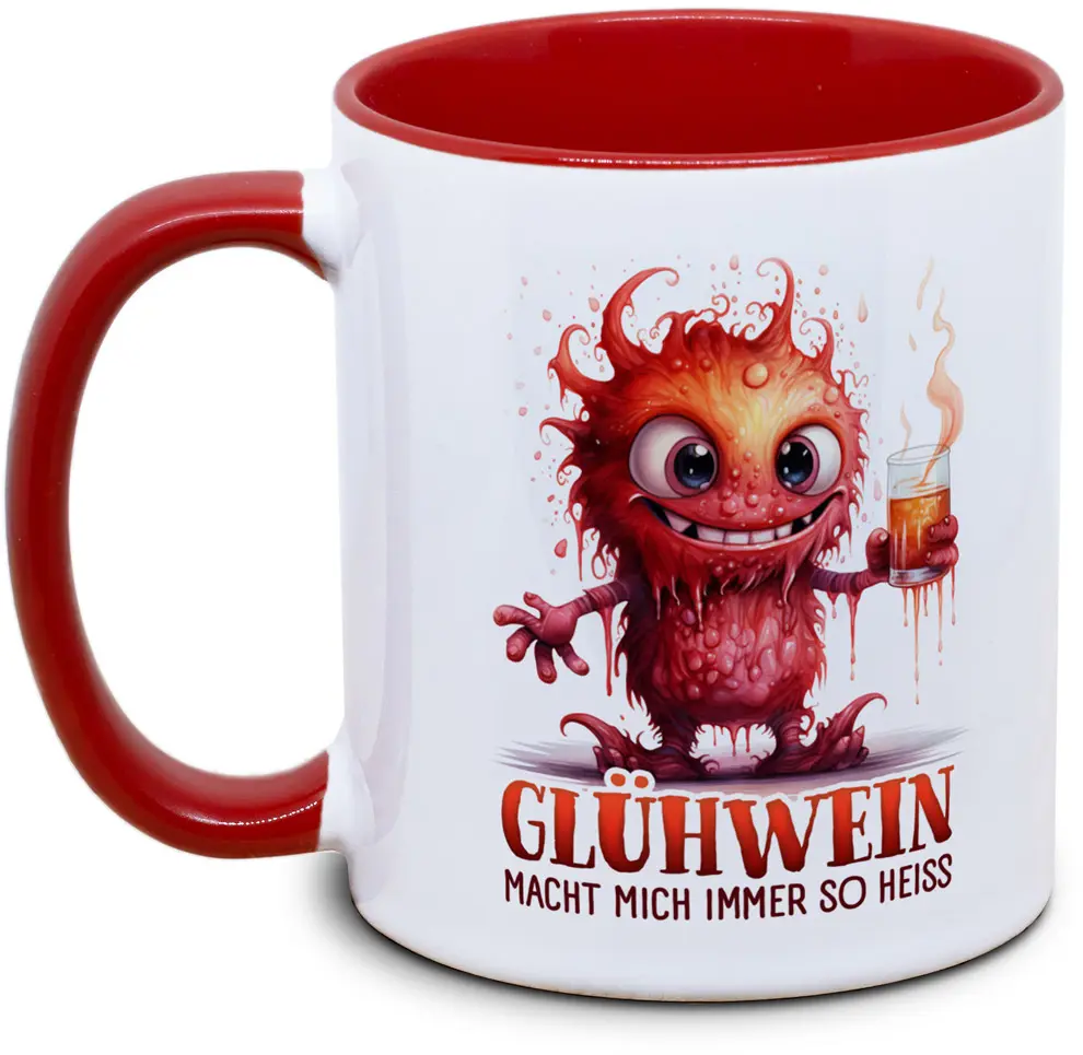 lustige Glühweintasse mit süßem Monster