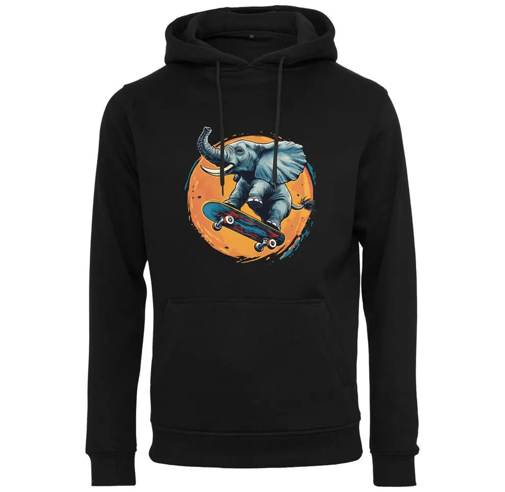 Kapuzenpullover - Elefant mit Skateboard