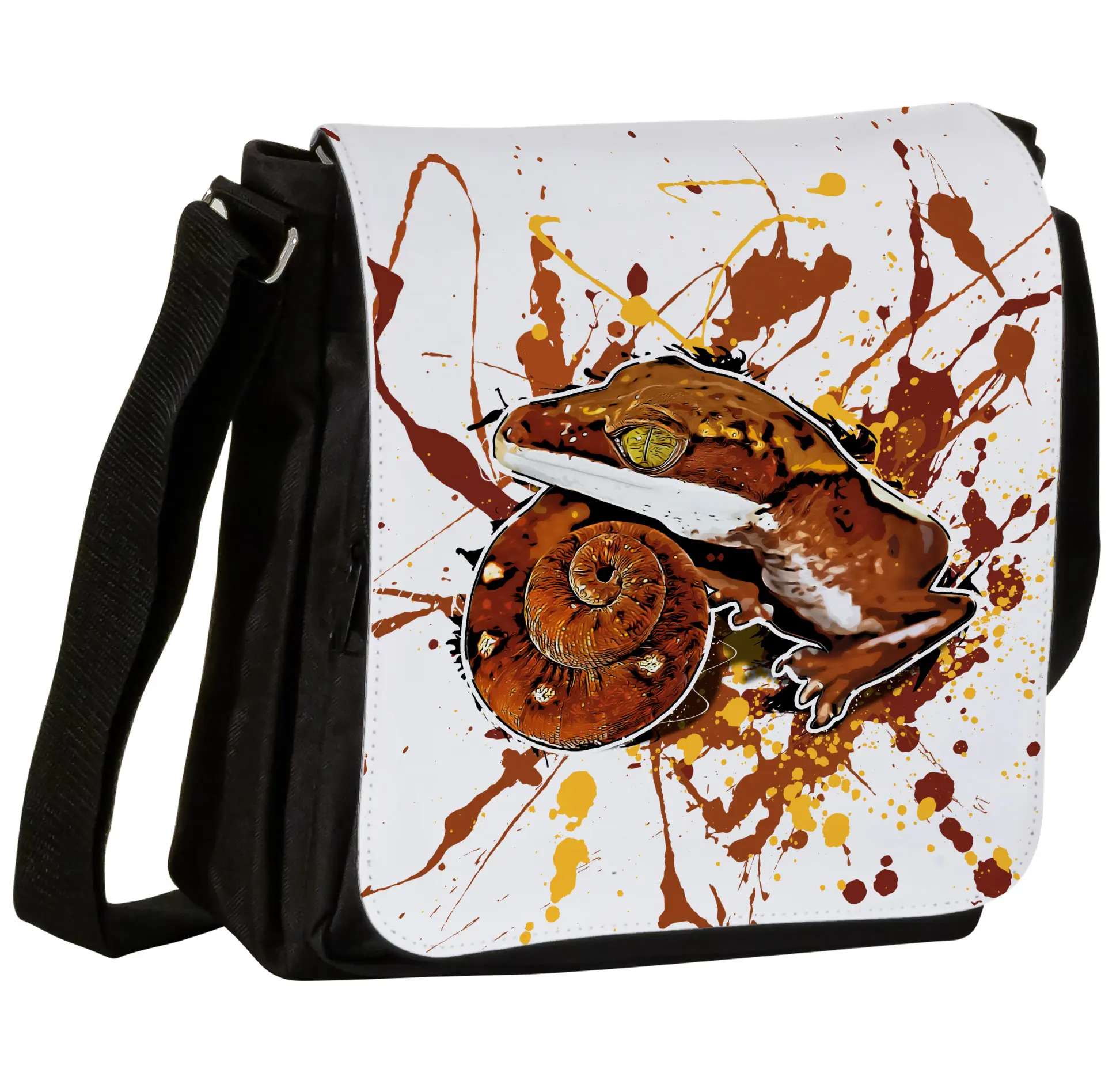 Schultertasche S mit Fuchsgesichtgecko (Aeluroscalabotes felinus)