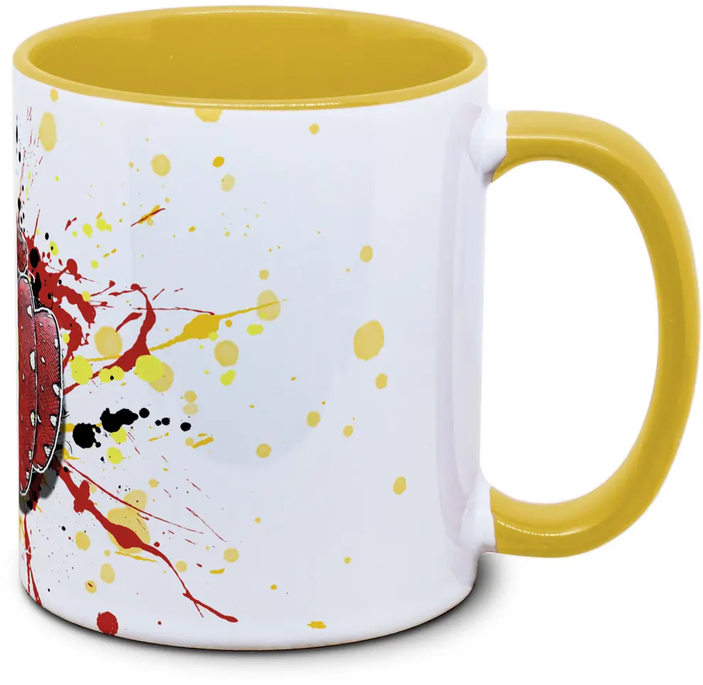 Tasse mit Morelia viridis Grüne Baumpython Seitenansicht links des Henkels