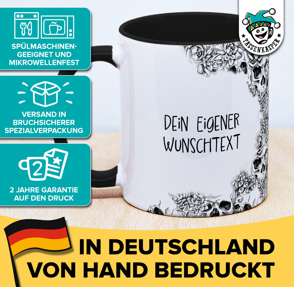 Tasse mit Totenkopf und eigenem Wunschtext