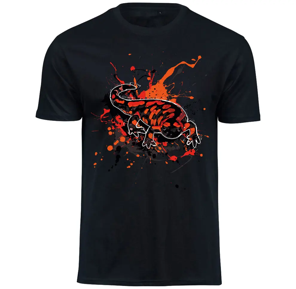 Amphibien T-Shirt Salamandra salamandra Feuersalamander Rot