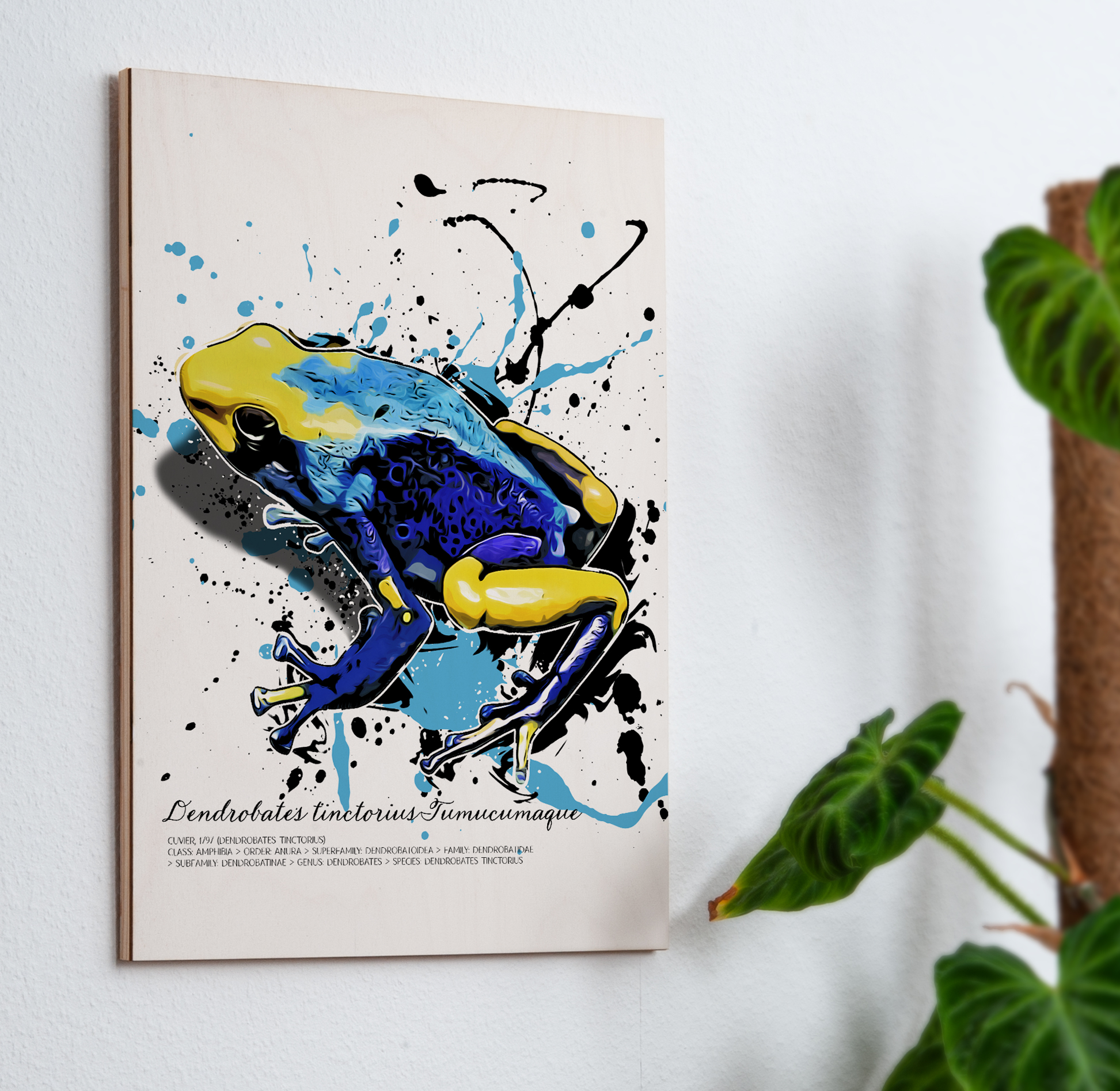 limitiertes Wandbild Dendrobates tinctorius Tumucumaque (auf Holz gedruckt)