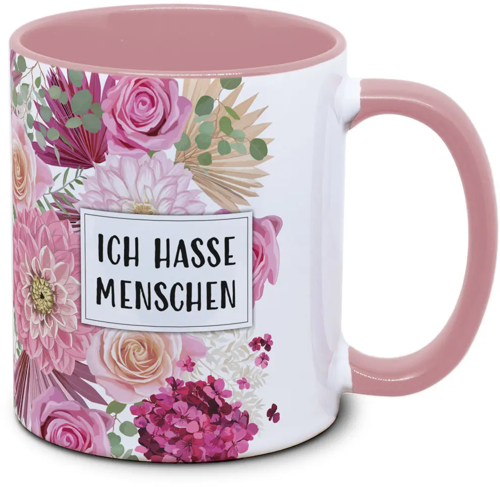 Tasse - Ich hasse Menschen - Blumentasse
