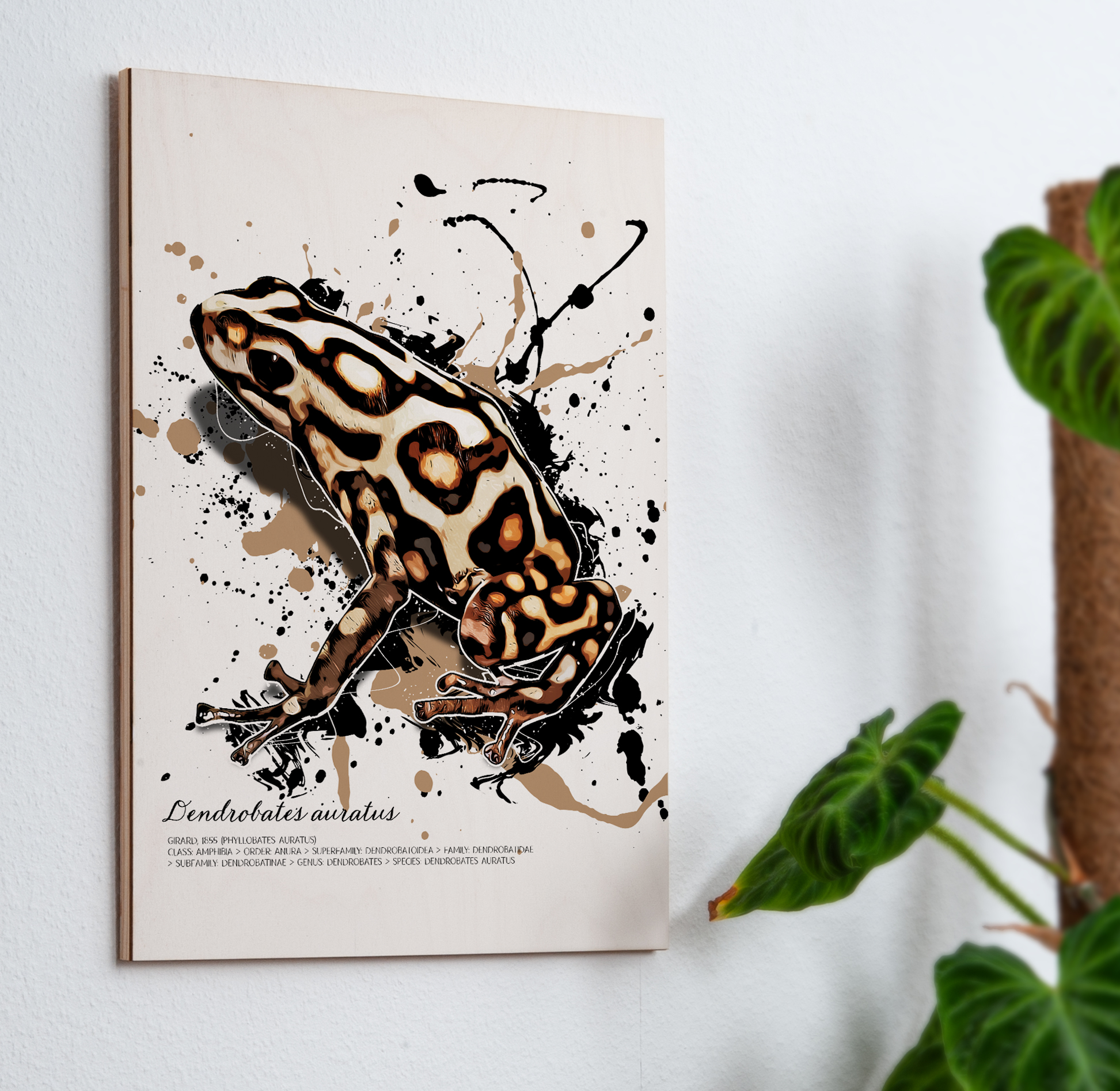 limitiertes Wandbild Dendrobates auratus Campana (auf Holz gedruckt)