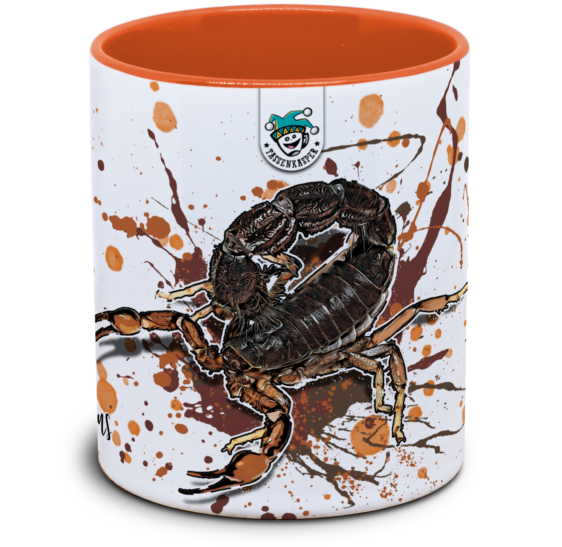 Tasse mit Skorpion Parabuthus transvaalicus