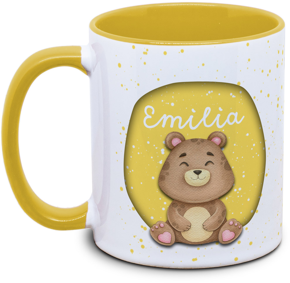 Kindertasse mit Name und Bär / Teddy