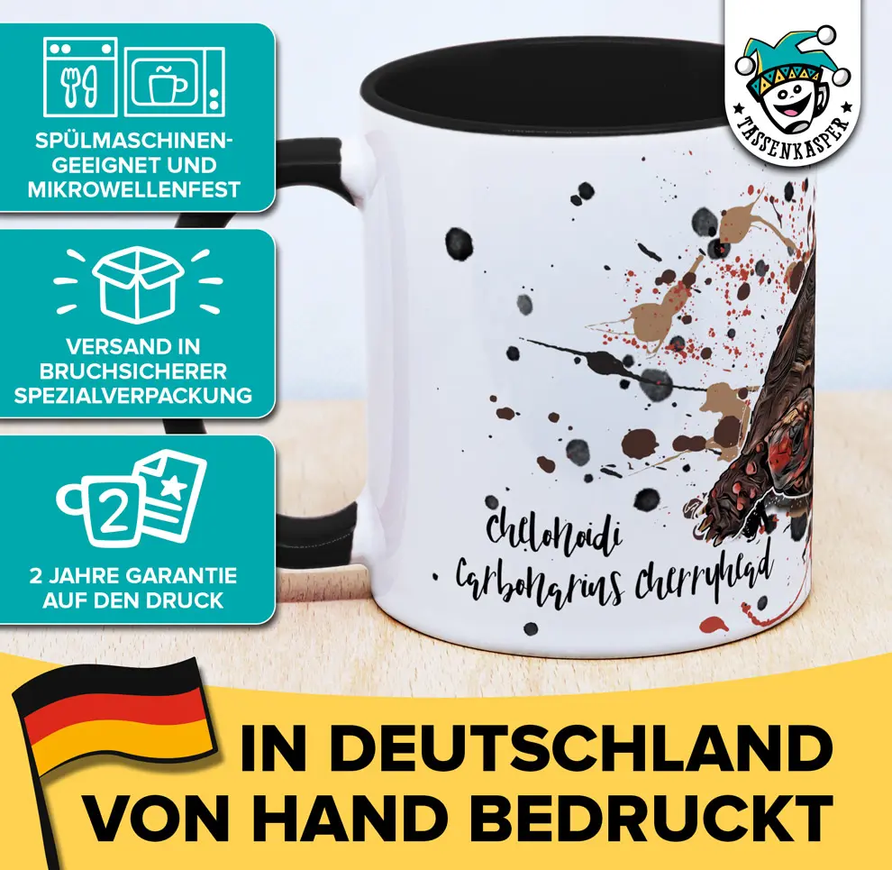 Tasse mit Chelonoidis Carbonarius Cherryhead Rotkopf Koehlerschildkroete mit den Produktvorteilen