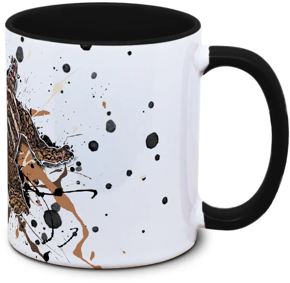 Tasse mit Rhacodactylus leachianus Neukaledonischer Riesengecko Seitenansicht links des Henkels