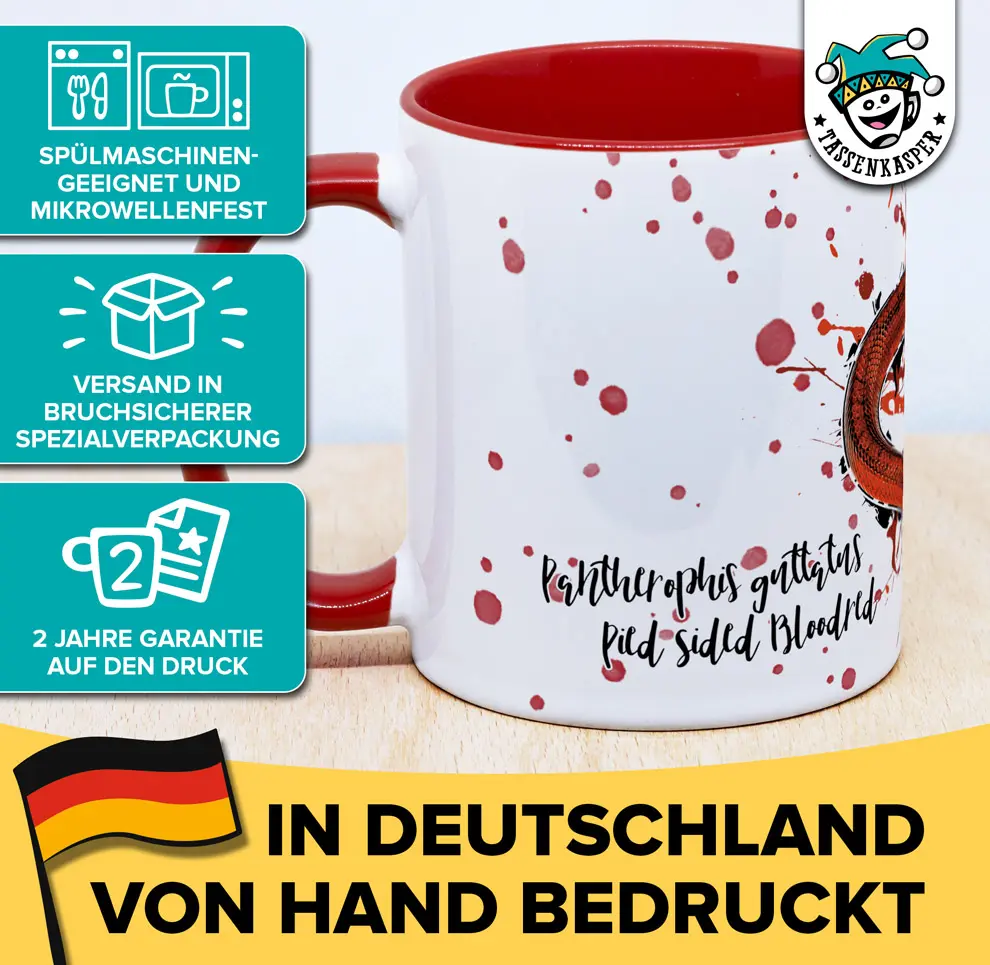 Tasse mit Pantherophis guttatus pied sided Bloodred Kornnatter mit Produktvorteile
