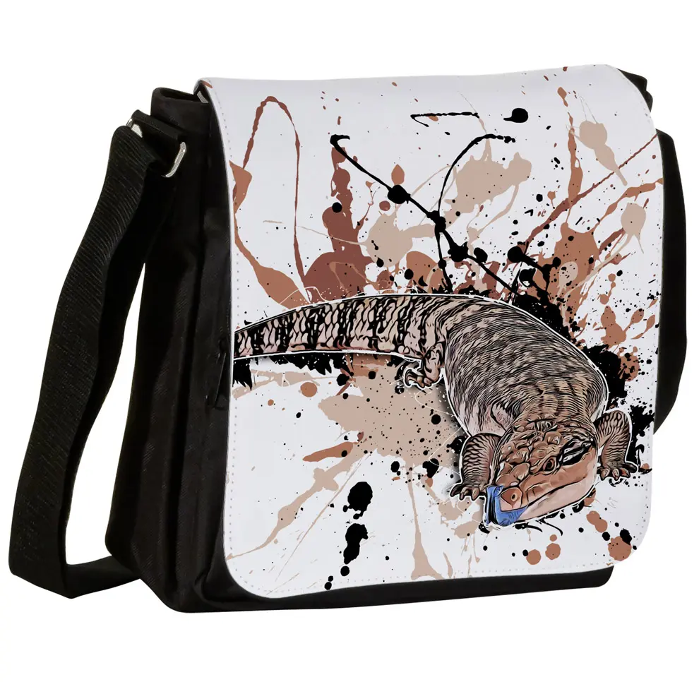 Schultertasche S mit Blauzungenskink (Tiliqua scincoides)