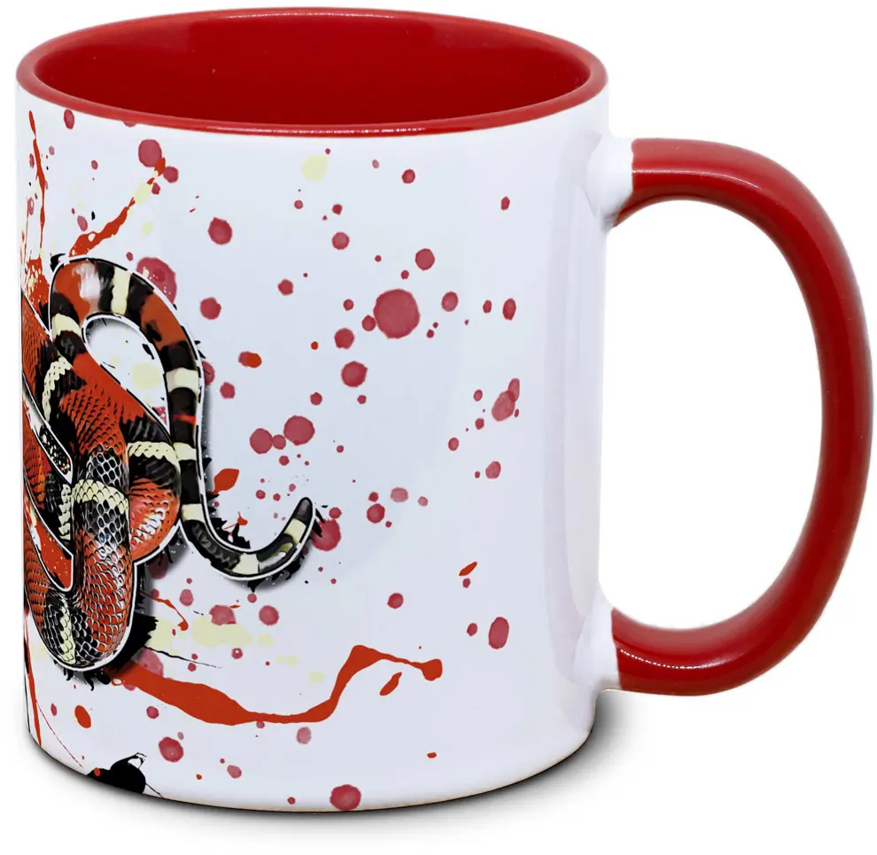 Tasse mit Lampropeltis polyzona blanchardi Koenigsnatter Seitenansicht links des Henkels