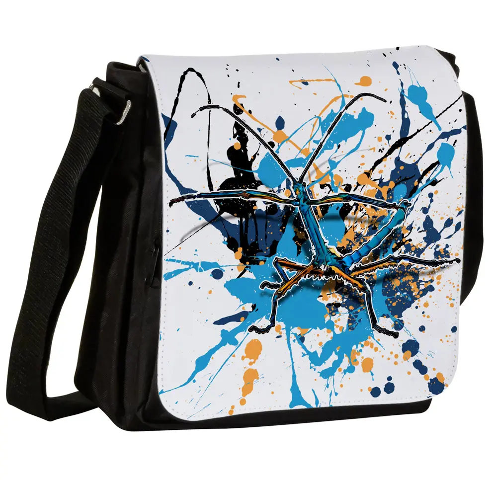 Schultertasche S mit Türkisblaue Riesenstabschrecke (Achrioptera manga)