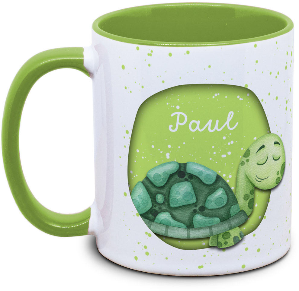 Kindertasse mit Name und Schildkröte